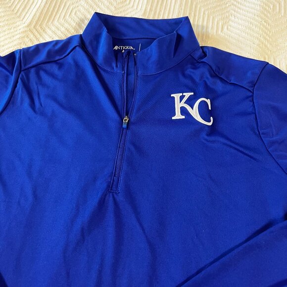 Antigua Kansas City Royals 1/4 Quarter Zip Men's Medium Blue Long Sleeve MLB EUC - Picture 1 of 5